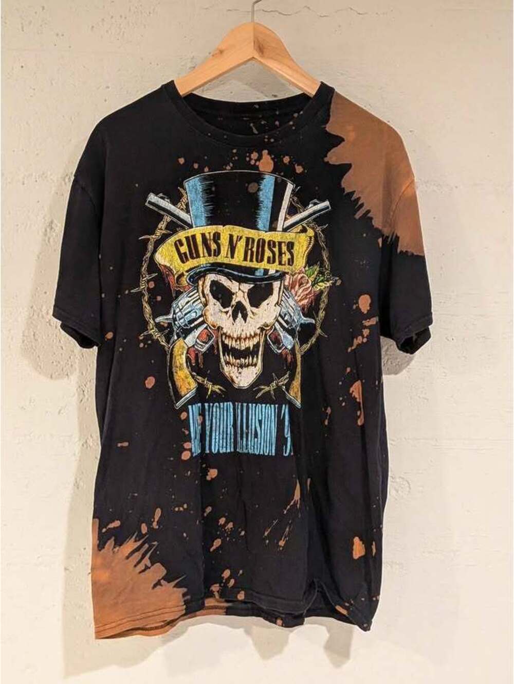 Guns N Roses Use Your Illusion 91 Tour T Shirt L Black Bleach Band Tee Metal